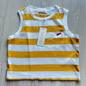 Suzie Kondi Cropped Tank Top Small Striped Yellow White FLAW DIY